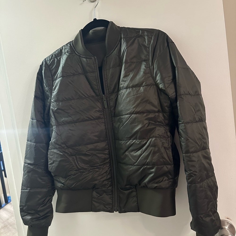 Dark Olive Green Reversible Bomber Jacket